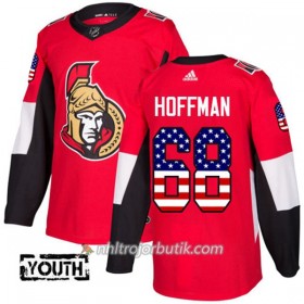 Barn Ishockey Ottawa Senators Tröja Mike Hoffman 68 Adidas 2017-2018 Röd USA Flag Fashion Authentic